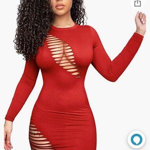 Red Round neck Bodycon dress